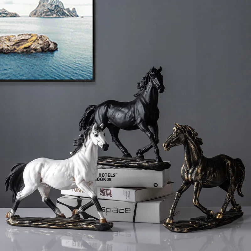 Afralia™ Elegant Horse Resin Statue for Home Office Decor