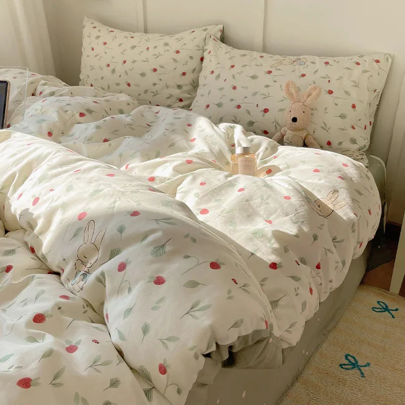 Afralia™ Cartoon Printed Cotton Bedding Set - Soft, Skin-Friendly Duvet Cover