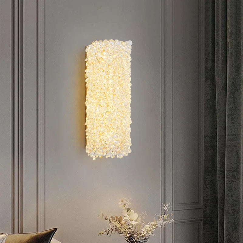 Afralia™ Gold Metal Crystal Wall Light for Bedroom, Stairs, Aisle - Adjustable Wire, G9 Bulb