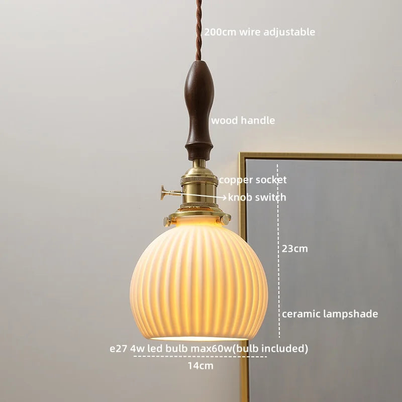 Afralia™ Ceramic LED Pendant Light Nordic Modern Hanging Lamp for Home Decor