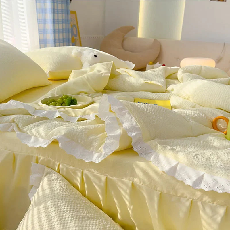 Afralia™ Summer Lace Ruffle Blanket - Skin-Friendly Cooling Quilt, Girly Fresh Style