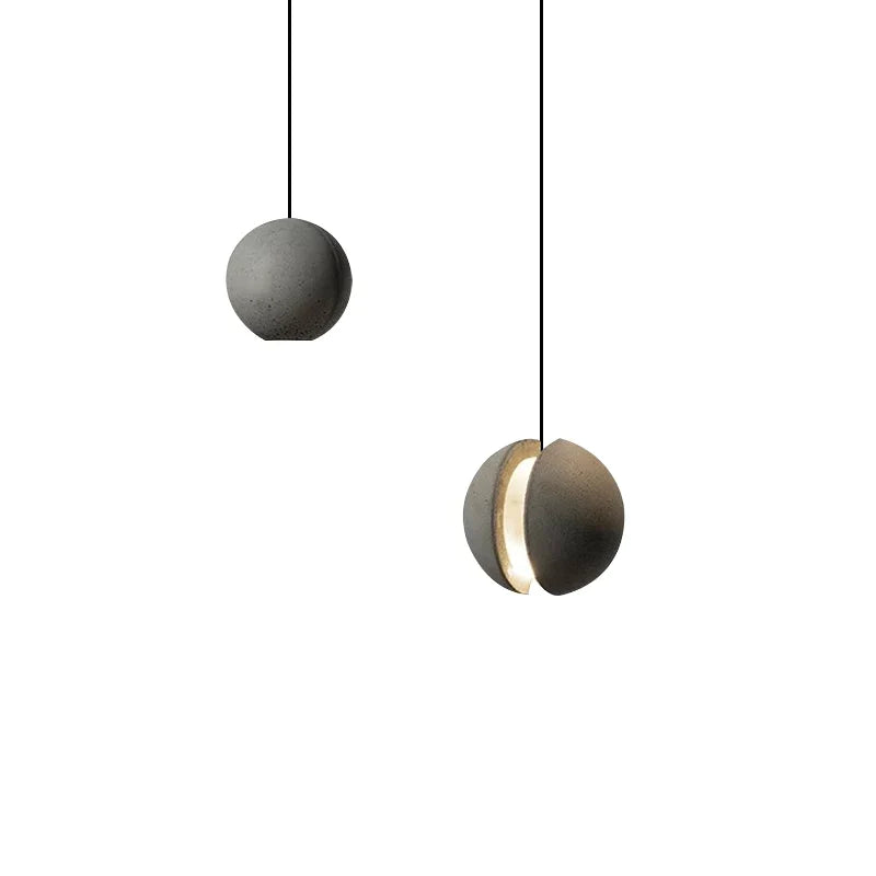 Afralia™ Moon Planet Cement Pendant Light: Modern Nordic Wabi Sabi Hanging Lamp for Dining Room