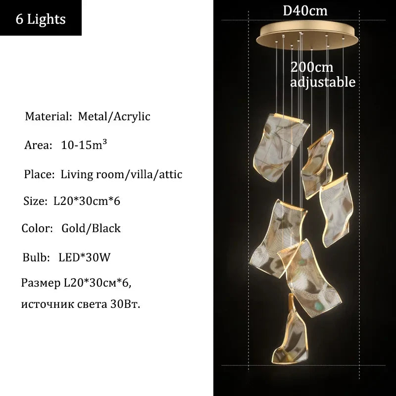 Afralia™ LED Acrylic Chandeliers for Villa Living Room Decor - Ceiling Pendant Light Fixture