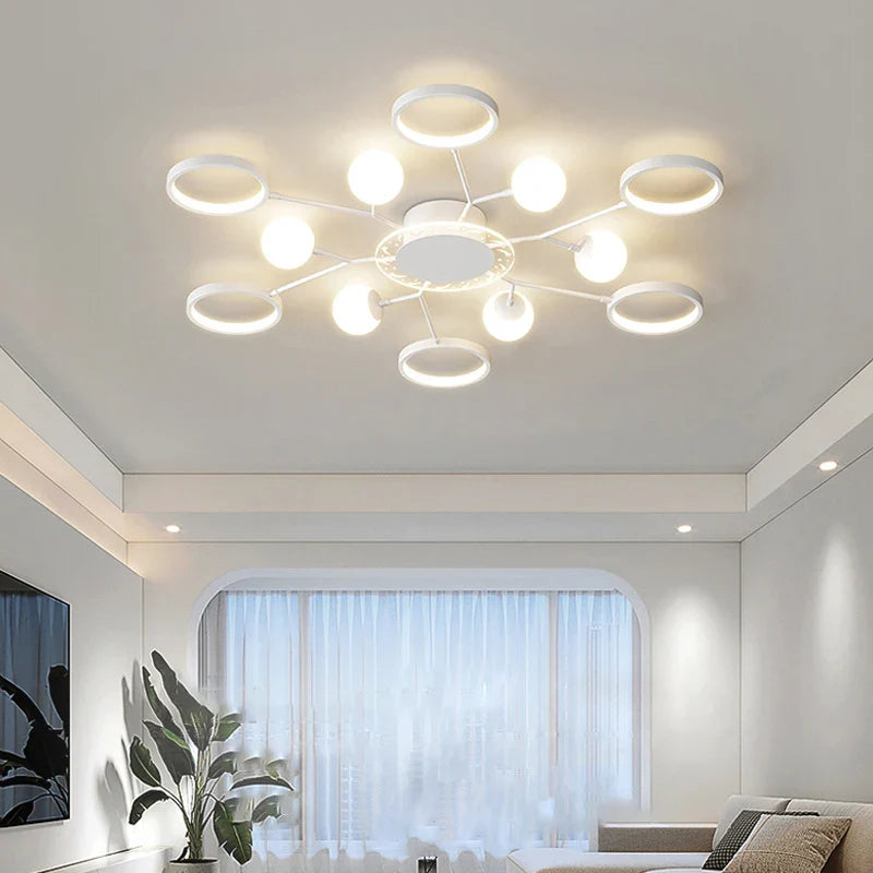 Afralia™ Star Sky LED Chandelier: Nordic White Acrylic, Creative Design for Living Room & Bedroom