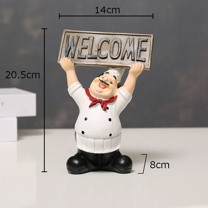 Afralia™ Bearded Chef Resin Figure Sculpture Modern Kitchen Desk Decor Ornaments