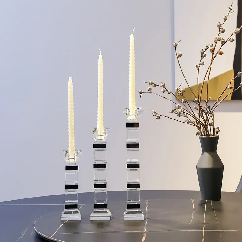 Afralia™ Geometric Glass Candle Holder Block Design Home Decor Accessory
