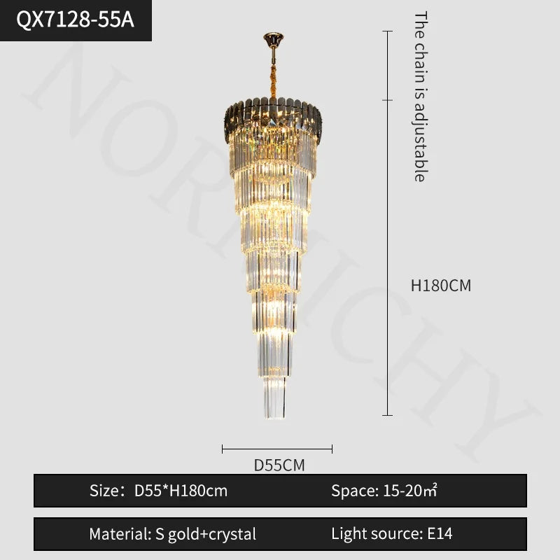 Afralia™ Nordic Duplex Floor Lamp Luxury Villa Pendant Hall Hotel Lobby LED Spiral Staircase
