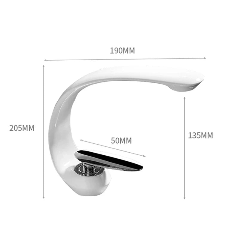 Afralia™ White Brass Waterfall Bathroom Sink Faucet Single Handle Hot Cold Mixer Tap