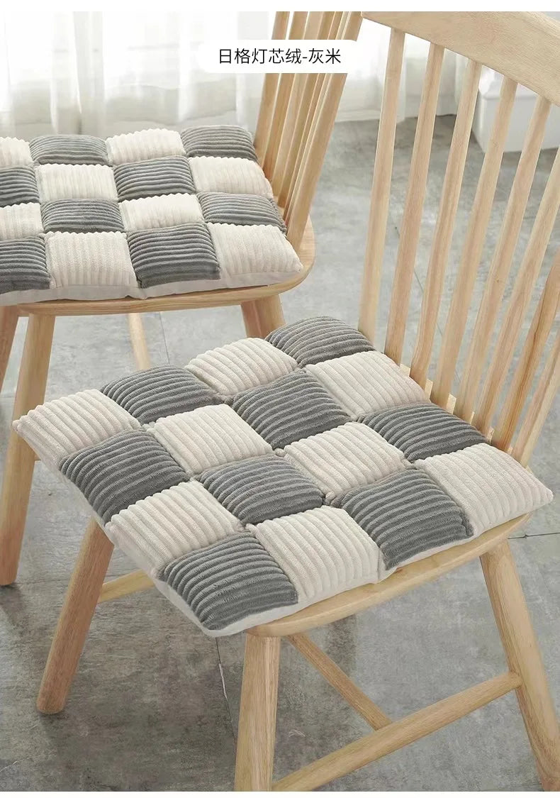Afralia™ Corduroy Cushion: Plaid Thickened Office Chair, Dining Chair, Sofa Floor Cushion