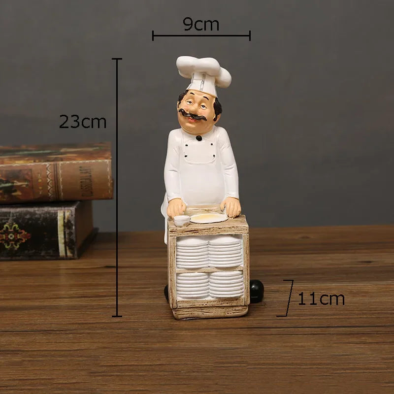 Afralia™ Bearded Chef Resin Figure Sculpture Modern Kitchen Desk Decor Ornaments