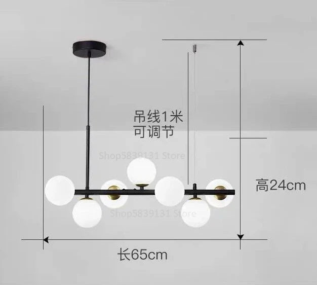 Afralia™ Glass Ball Pendant Light Chandelier, Height Adjustable Metal G9 Bulb Lamp