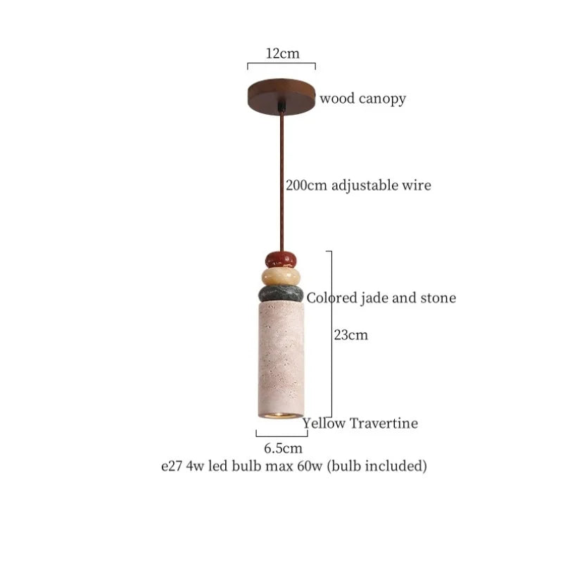 Afralia™ Vintage LED Copper Pendant Light for Bedside, Bar, Living Room - Yellow Travertine