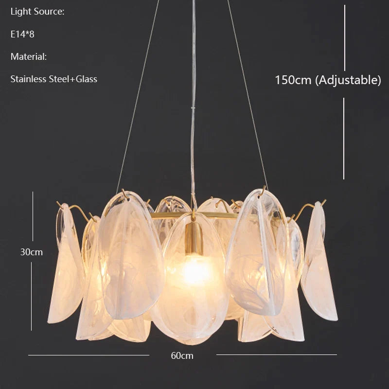 Afralia™ LED Glass Hanging Lamp Golden Leaf Shape Modern Pendant Light
