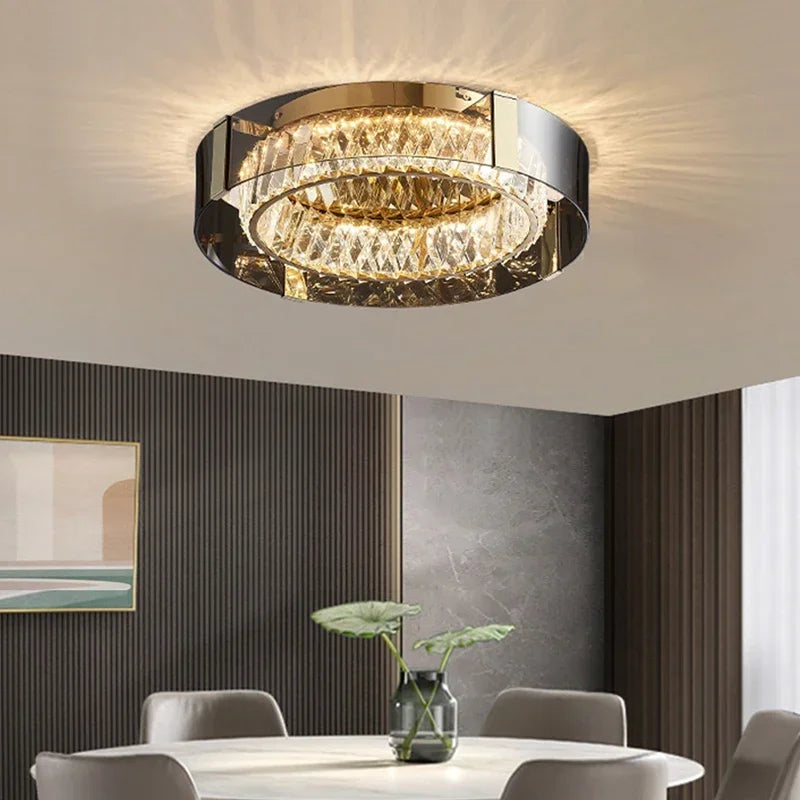 Afralia™ Crystal LED Ceiling Chandelier Dimmable Luxury Modern Room Decor Bedroom Light