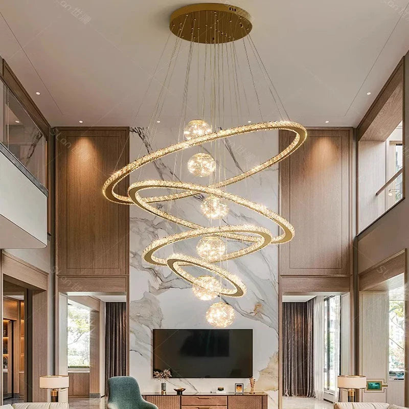 Afralia™ Crystal Chandelier: Luxury Stair Pendant Light for Living Room, Ceiling & Indoor Lighting