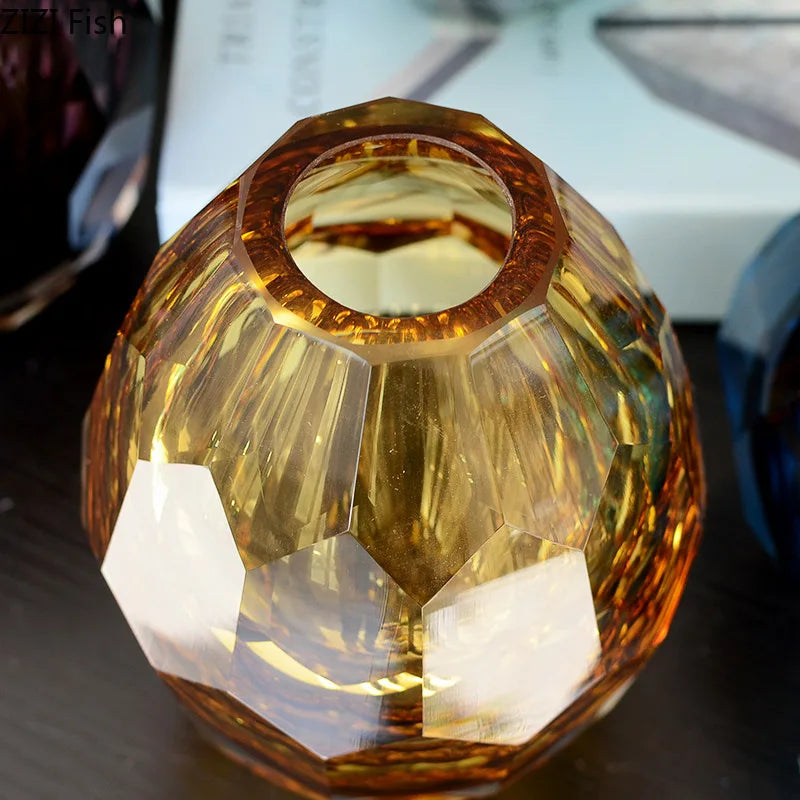 Afralia™ Amber Glass Vase for Desk Decoration and Floral Arrangement