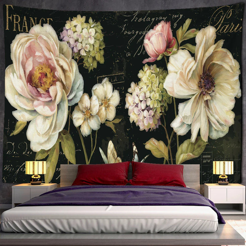 Bohemian Floral Tapestry Wall Hanging for Aesthetic Room Decor by Afralia™