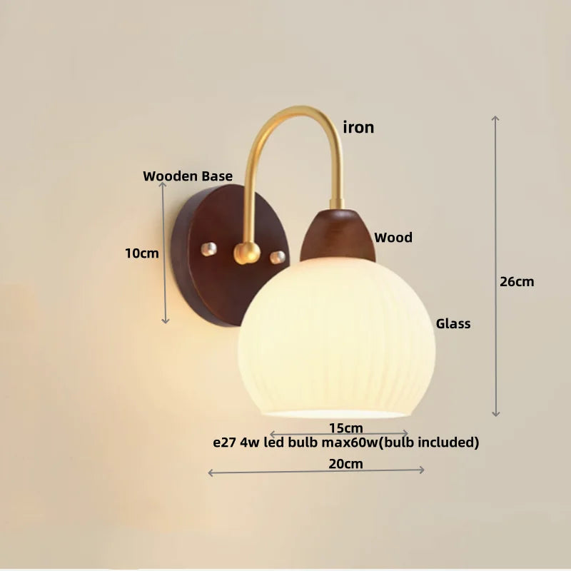 Afralia™ Wood Canopy LED Wall Light Fixture - Modern Nordic Style with Pull Chain Switch