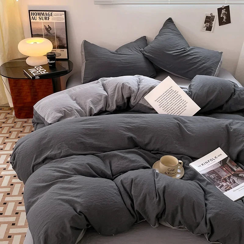 Afralia™ Cotton Bedding Set: Soft Duvet Sheets, Pillowcases, Comforter Set - All Seasons Comfort