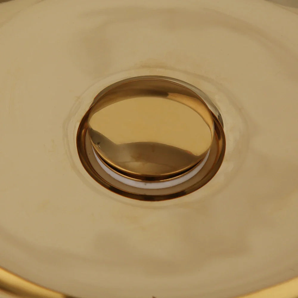 Afralia™ Golden Plated Round Ceramic Luxury Bath Mixer Set with Brass Faucet & Pop Drain