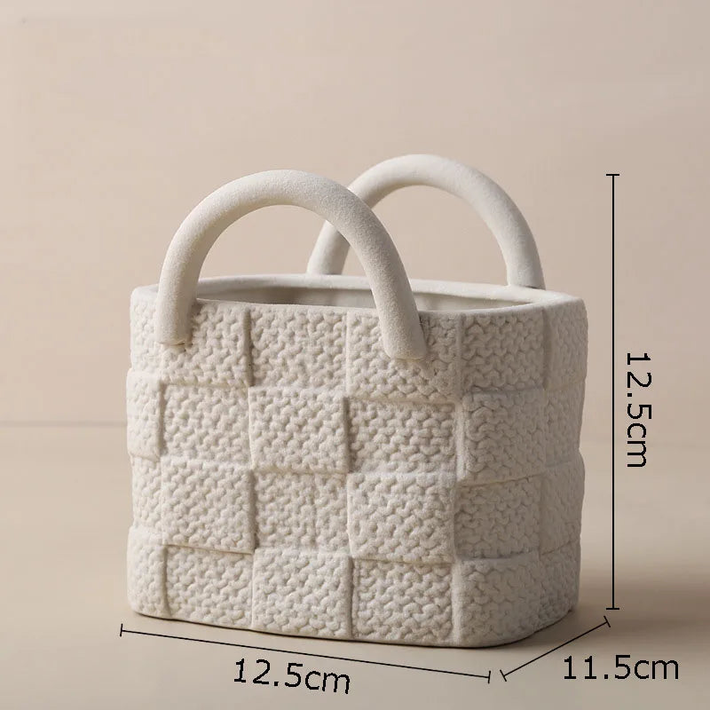 Afralia™ Handwoven Ceramic Vase: Decorative Flower Pot for Home Décor and Floral Arrangement