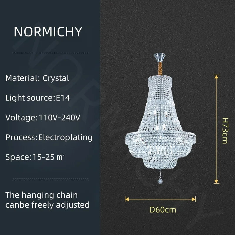 Afralia™ European Style Chrome Chandelier for Luxury Living Room, Staircase, Hotel Lobby & Villa.