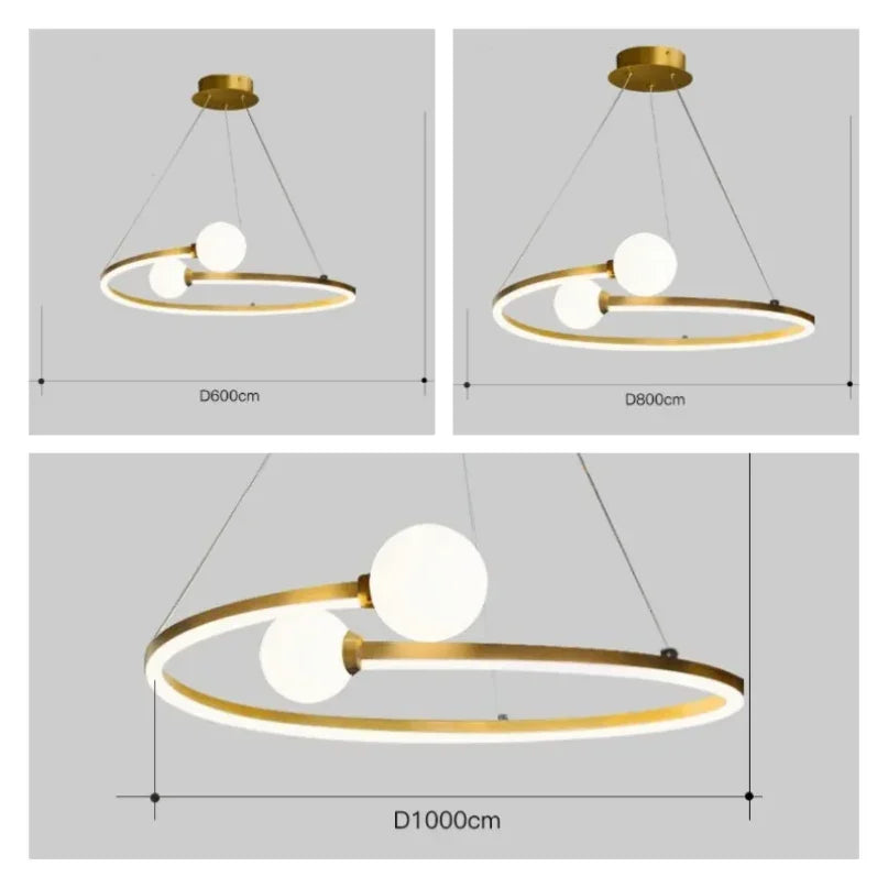 Afralia™ Gold Nordic Ring LED Ceiling Chandelier for Dining Room & Kitchen Island