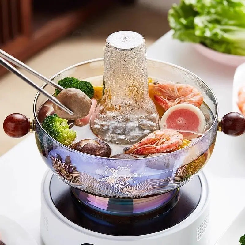 Afralia™ Glass Hotpot: Thickened Heat-Resistant Crystal Pot for Home, Camping, Steaming & Boiling