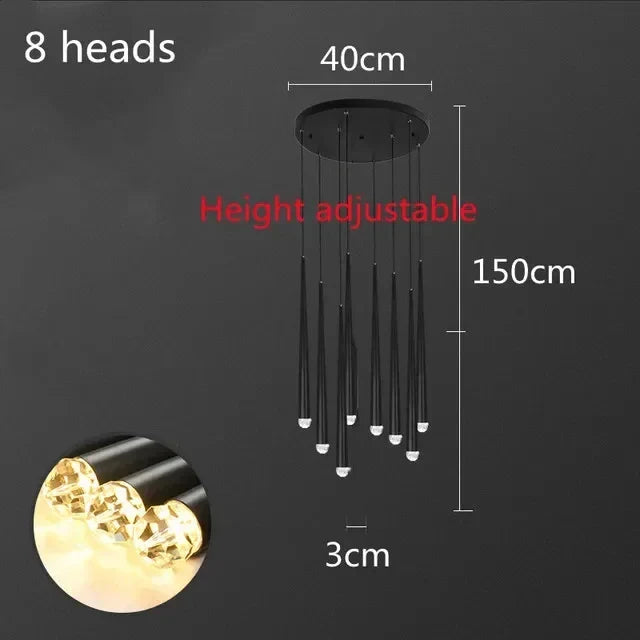 Afralia™ LED Chandelier: Modern, Dimmable Ceiling Light for Living Room, Kitchen, Staircase