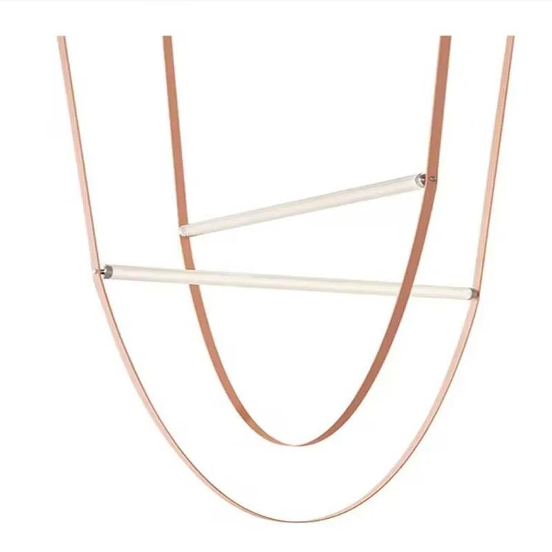 Afralia™ Modern Leather Belt Chandelier for Villa Living Room, Cafe & Restaurant