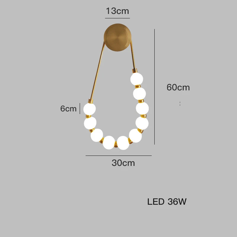 Afralia™ Black Gold LED Her Necklace Wall Lamp Sconce for Bedroom & Corridor