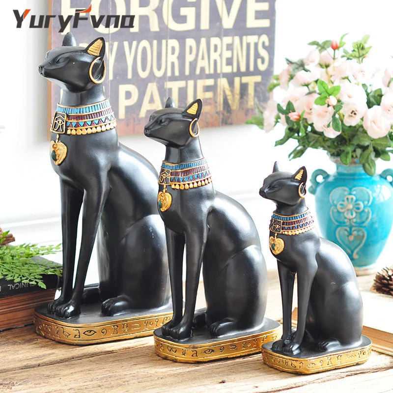 Afralia™ Bastet Cat Goddess Statue Figurine for Home Office Decoration Gift