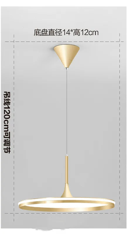 Afralia™ Modern Dimmable Round Pendant Lights - Gold Black Chandelier for Home Decor