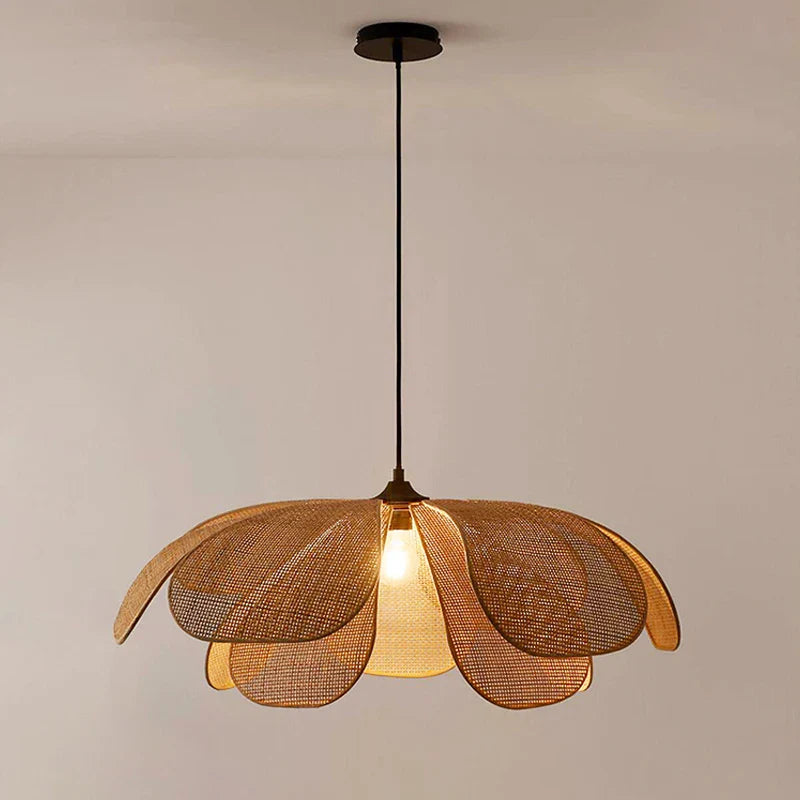Afralia™ Wabi Sabi RattanPetal LED Pendant Light for Home Decor and Lighting
