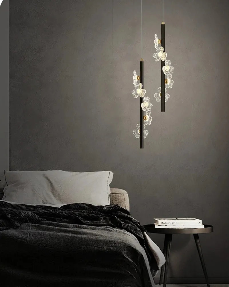 Afralia™ Luxury Acrylic Flowers Pendant Light Bedside Restaurant Coffee Shop Modern Copper Bouquet