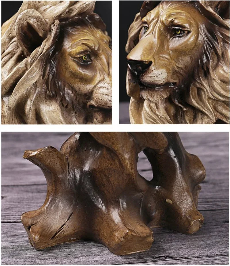 Afralia™ Animal Statue Collection: Eagle Wolf Lion Tiger Horse Desktop Artwork Decoration & Gift