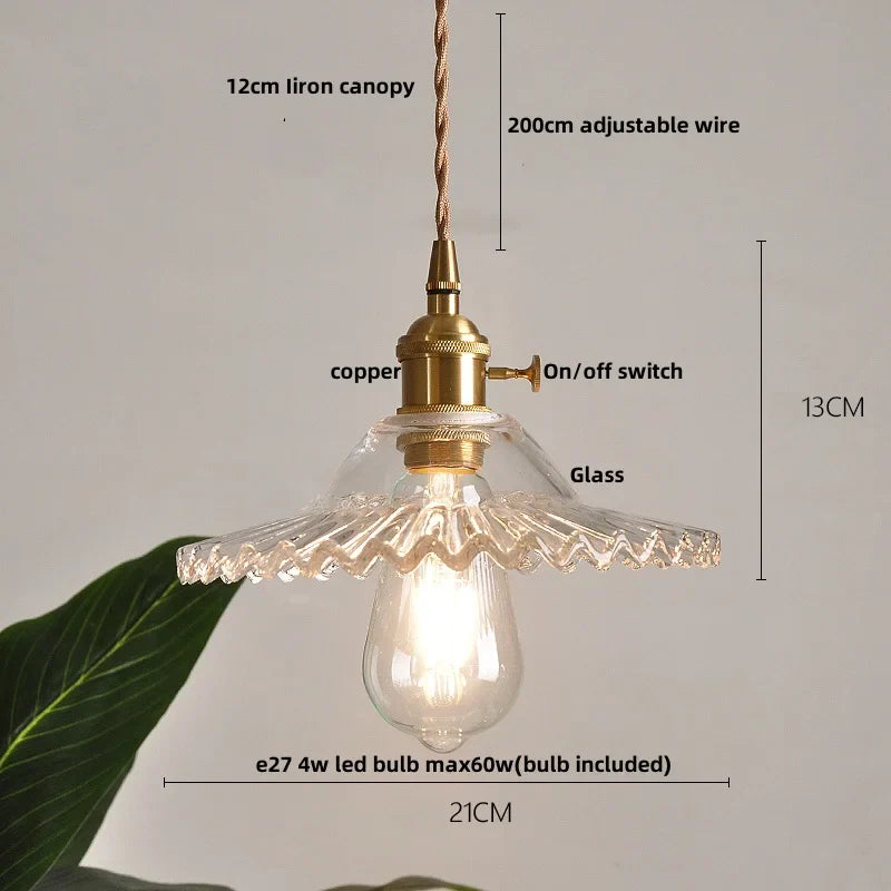 Afralia™ Clear Glass LED Pendant Light Fixture with Copper Socket for Modern Home Decor