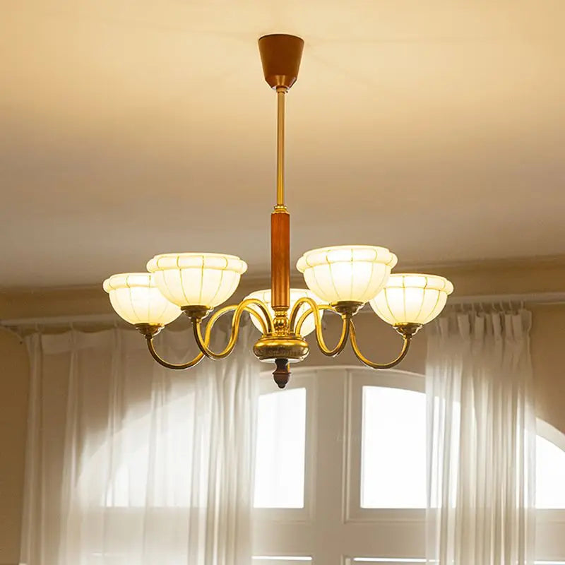 Afralia™ Retro French Style Living Room Chandelier & Solid Wood American Bedroom Light