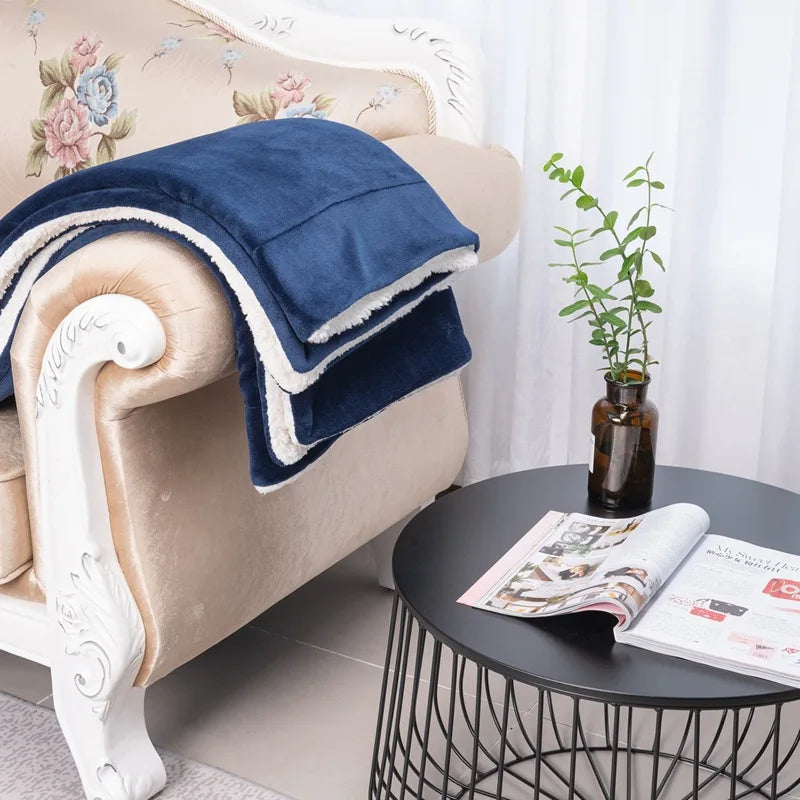 Afralia™ Flannel Lamb's Wool Throw Blanket: Soft, Warm, & Cozy for Sofa, Bed, or Travel
