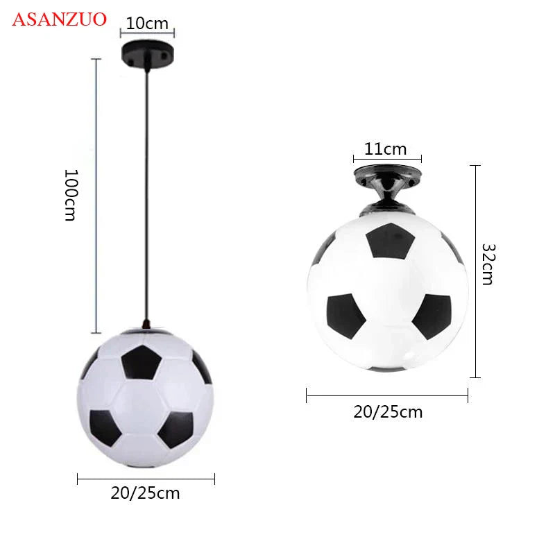 Afralia™ Football Shape LED Glass Pendant Ceiling Light for Kids Boys Bedroom