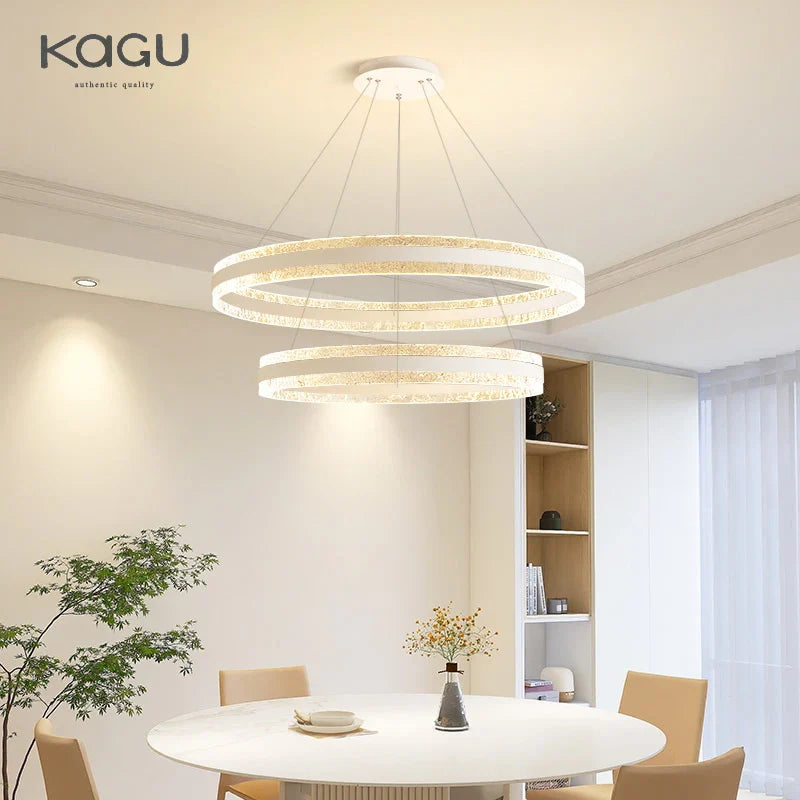 Afralia™ Circle Rings LED Chandelier for Living & Dining Room - Modern Acrylic Aluminum Lighting