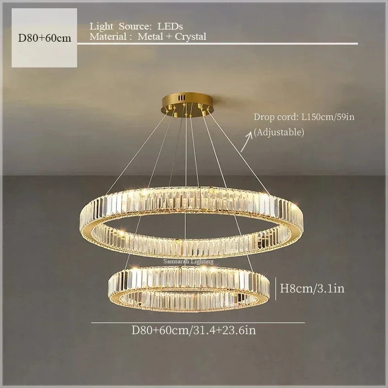 Afralia™ Crystal Ceiling Pendant Chandelier for Luxury Room Decor