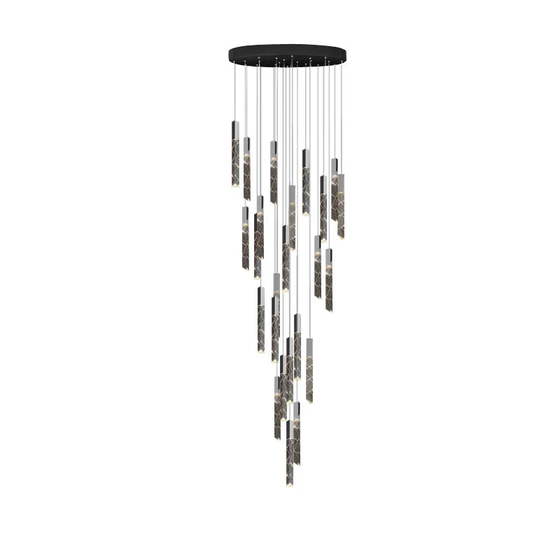 Afralia™ Gold Crystal Stairs Chandelier Luxe LED Pendant Light Luxury Indoor Lighting