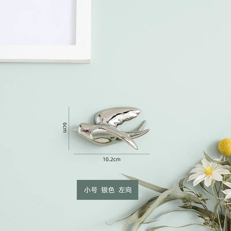 Afralia™ Golden Bird Swallow Sculpture Wall Decor Three-dimensional Handicrafts