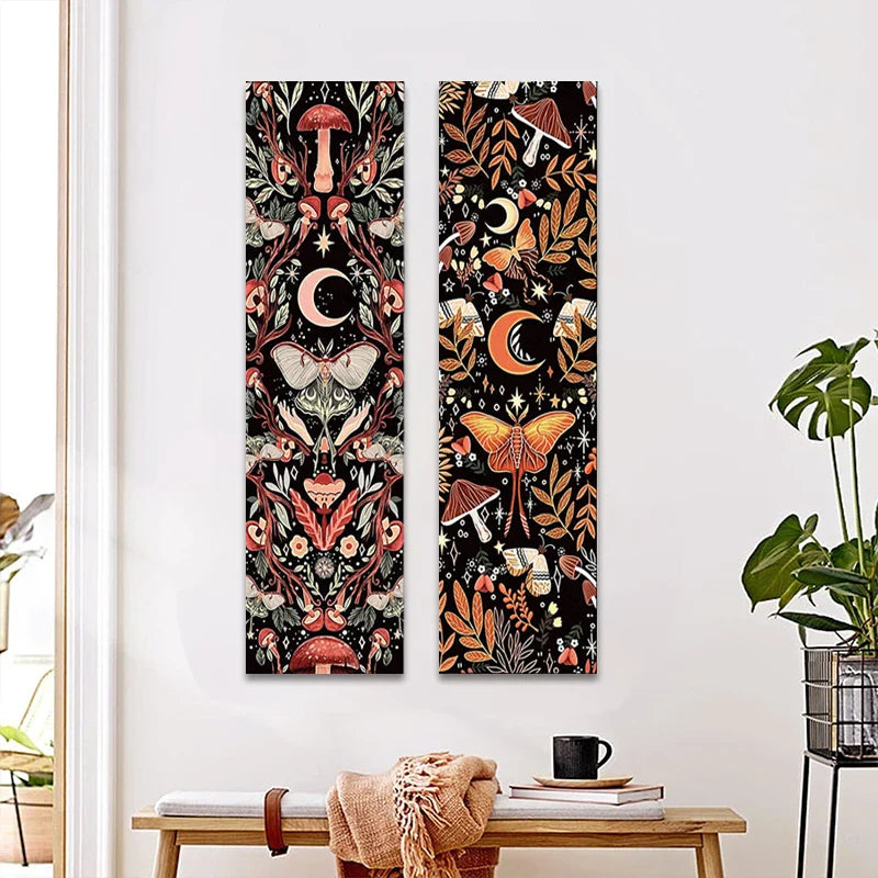 Moth & Moon Botanical Tapestry - Afralia™ Hippie Room Decor