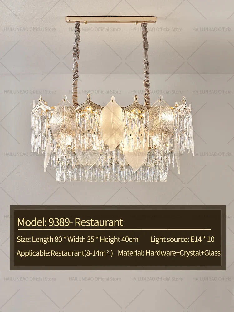 Afralia™ Crystal Leaves Chandelier: Elegant Postmodern Lighting for Living Room, Dining Room, Bedroom