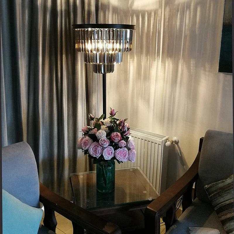 Afralia™ Gray Crystal Black Standing Light - Modern Luxury Classic Living Room Decor