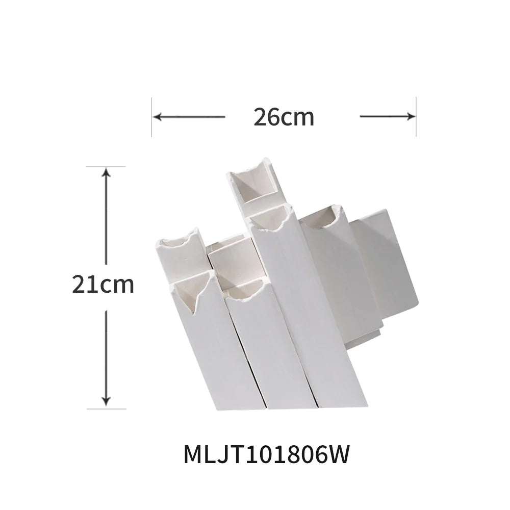 Afralia™ Geometric Ceramic Vase Block Splicing Flower Arrangement Handicrafts Home Decor