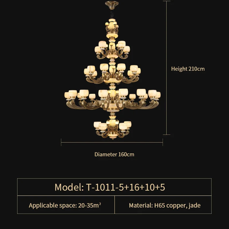 Afralia™ Jade Chandelier: Stylish Chinese Zen Living Room Lamp for Duplex Building by Guangdong Zhongshan