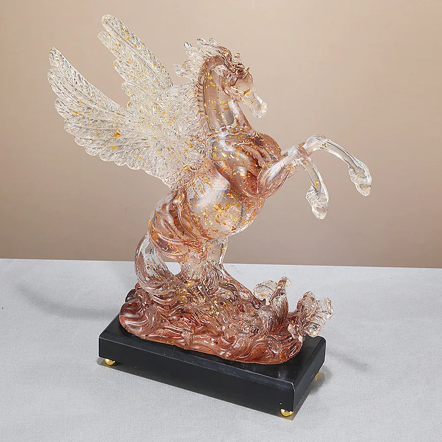 Afralia™ Pegasus Resin Figurine: Color Gradient Horse Sculpture for Home Decoration